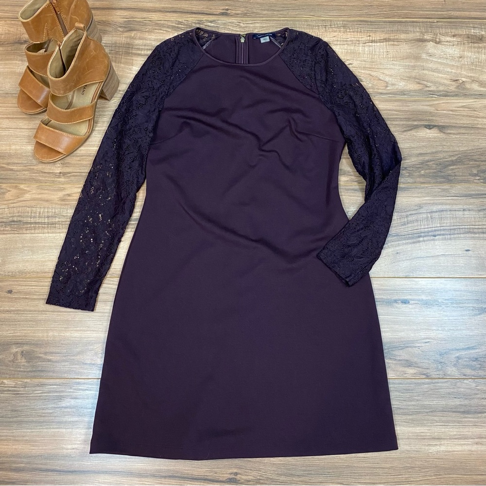 Tommy Hilfiger Lace Sleeve Sheath Dress Women's 10 Color‎ Purple